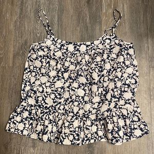 J. Crew Black Floral Sleeveless Blouse Size XXS